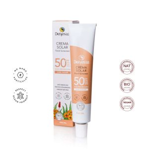 Protector solar facial SPF50 con color Dehesia