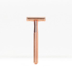 Maquinilla de afeitar acero oro rosa sin plásticos